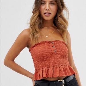 NWOT Free People Babe smocked peplum tube top
